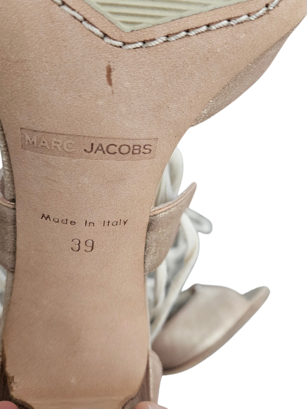 Marc Jacobs Champagne Lace-Up High Heel Sandals Size 39/8 - Picture 5 of 6